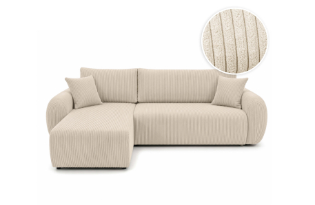 Canapé d'angle convertible et réversible ALYA avec coffre en velours côtelé