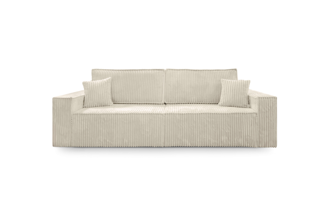 Canapé droit FARAH convertible avec assise profonde et 2 coffres en velours côtelé