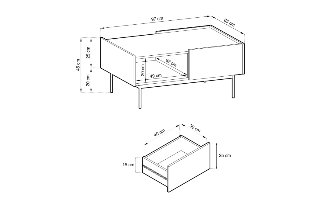 Table basse VIVARO 2 tiroirs en bois
