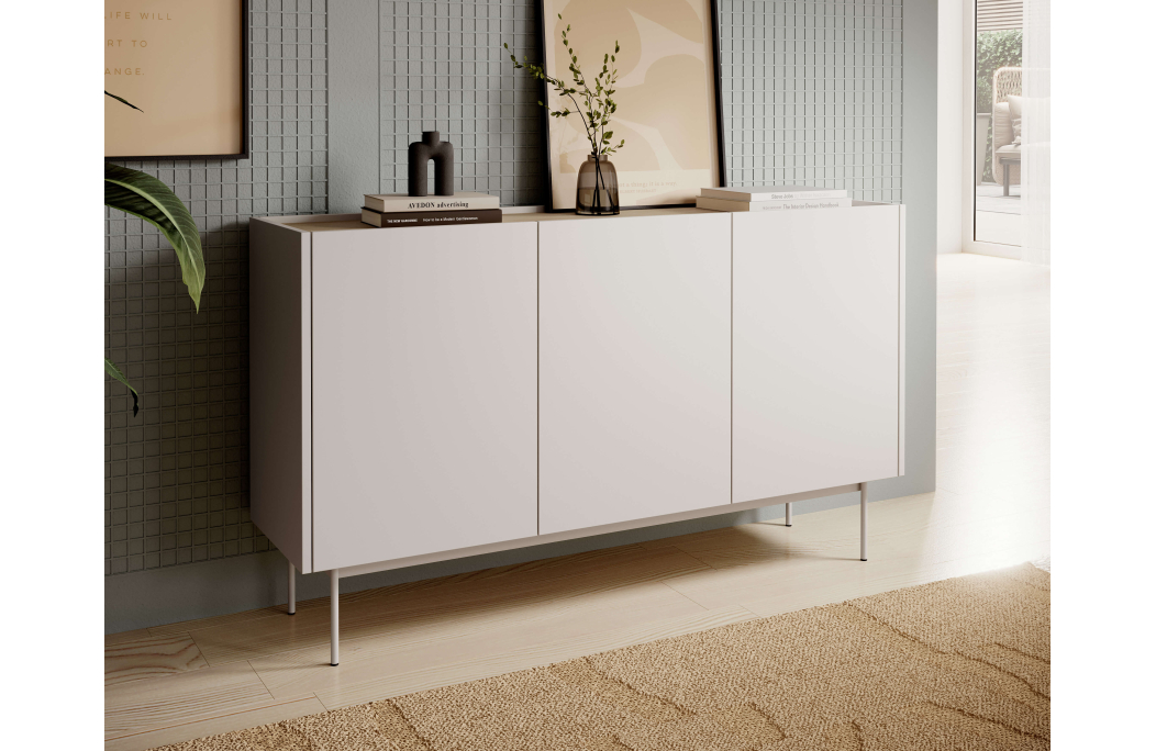 Buffet bas VIVARO 3 portes avec 6 étagères en bois