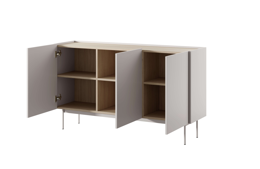 Buffet bas VIVARO 3 portes avec 6 étagères en bois