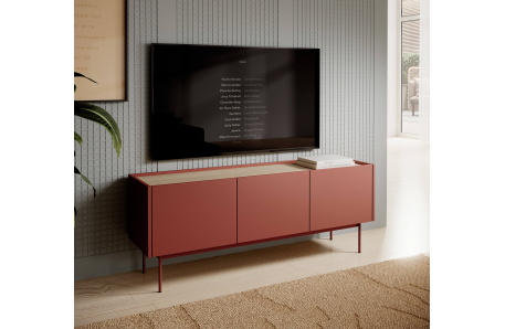 Meuble TV VIVARO 3 portes bas à poser en bois