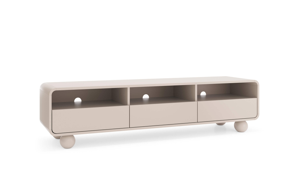 Meuble TV ALBA bas à poser 180 cm avec rangements en bois