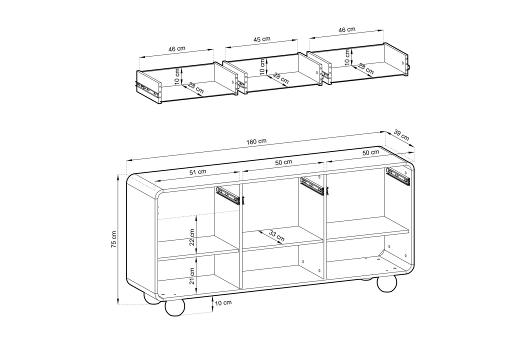 Buffet bas ALBA 3 portes 3 tiroirs en bois