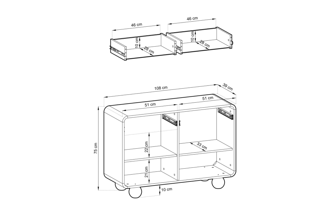 Buffet bas ALBA 2 portes 2 tiroirs en bois