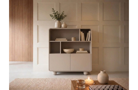 Buffet haut ALBA 2 portes et 4 niches en bois