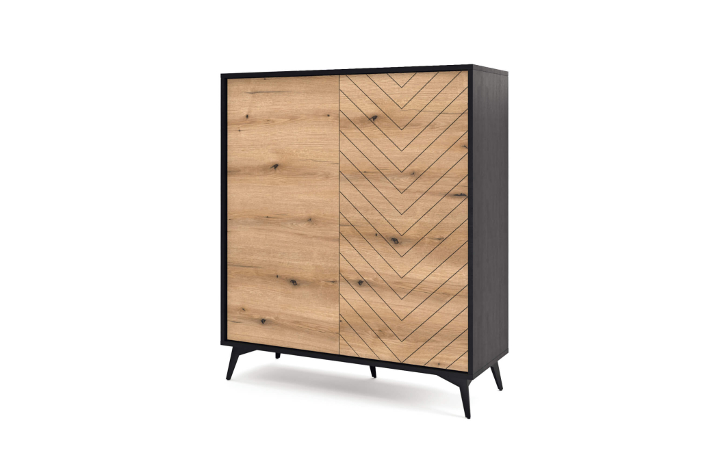 Buffet haut VARENA 2 portes avec rangements et métal