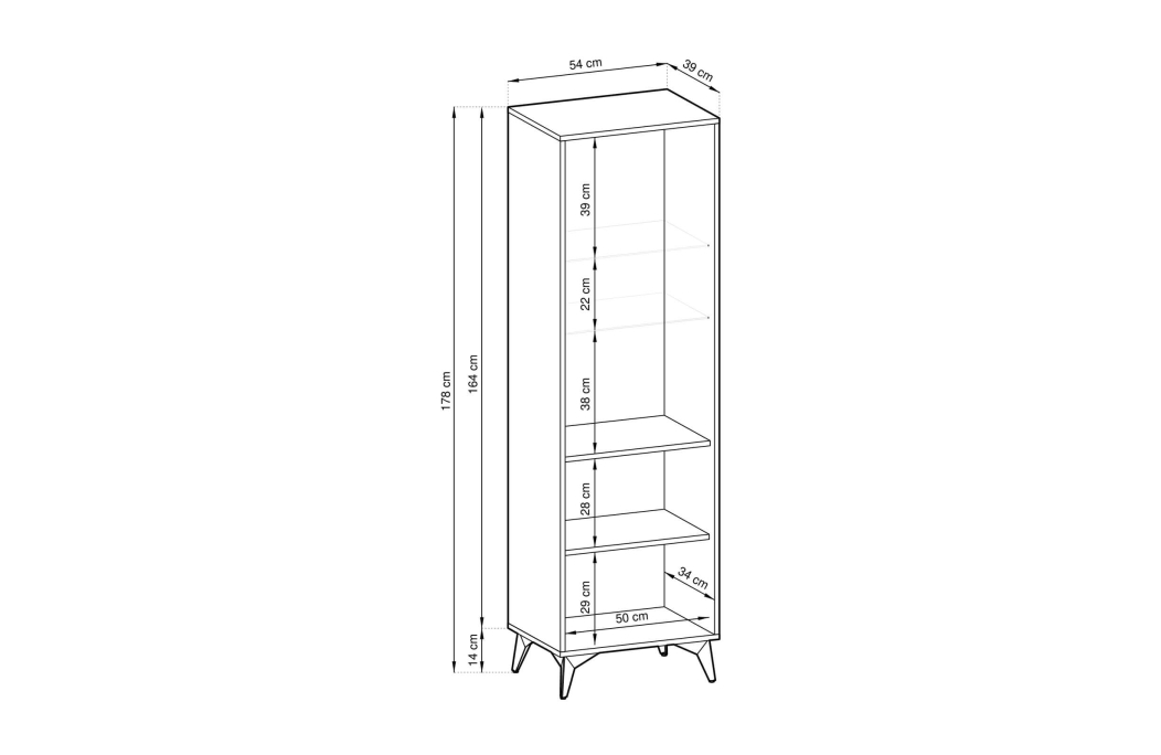 Vitrine VARENA 5 étagères et verre