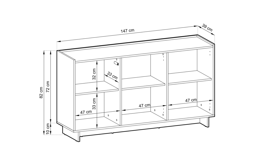 Buffet bas CASSARA 3 portes en bois