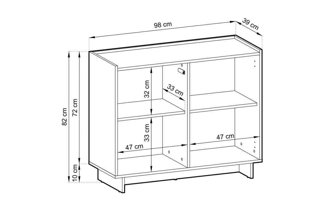 Buffet bas CASSARA 2 portes avec 4 étagères en bois