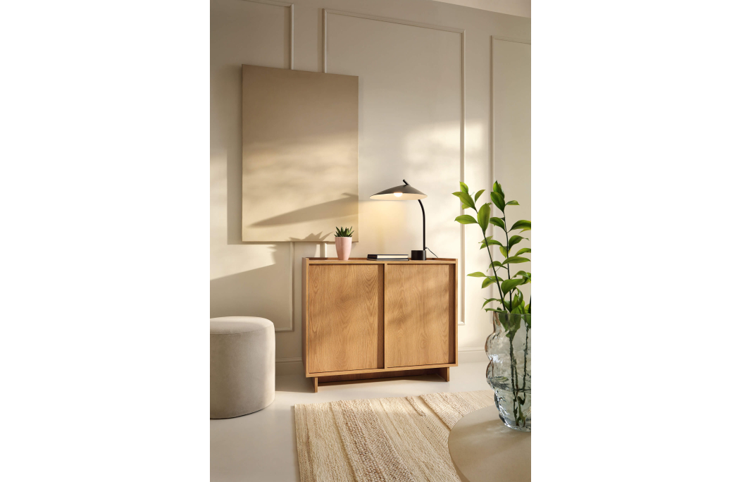 Buffet bas CASSARA 2 portes avec 4 étagères en bois