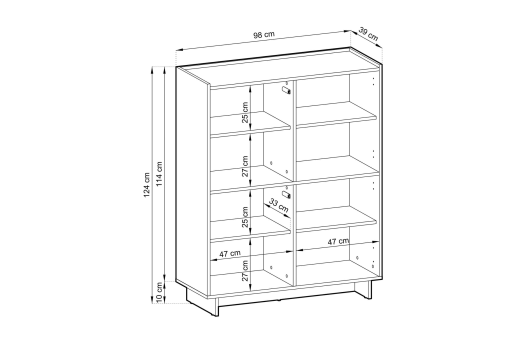 Buffet haut CASSARA 4 portes 8 étagères en bois