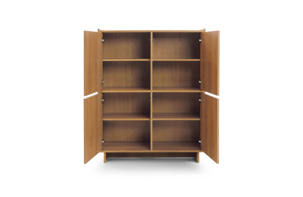 Buffet haut CASSARA 4 portes 8 étagères en bois