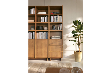 Bibliothèque CASSARA avec 3 tiroirs en bois