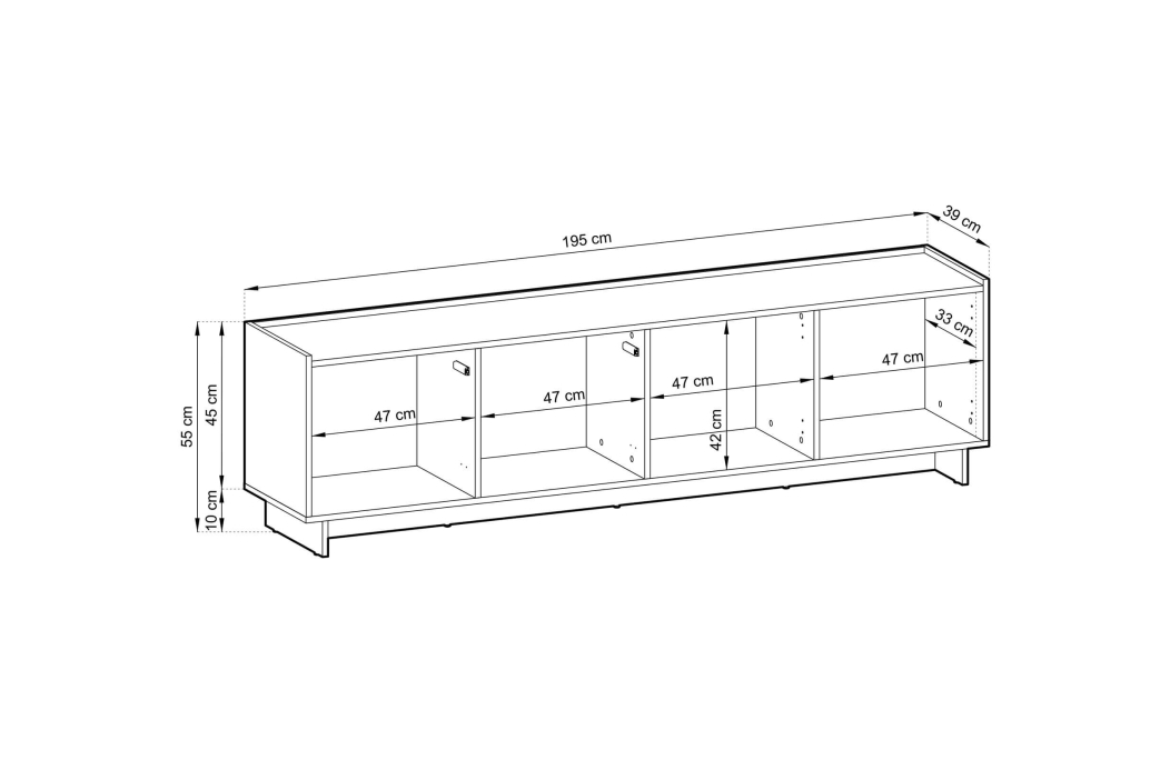 Buffet bas CASSARA 4 portes en bois