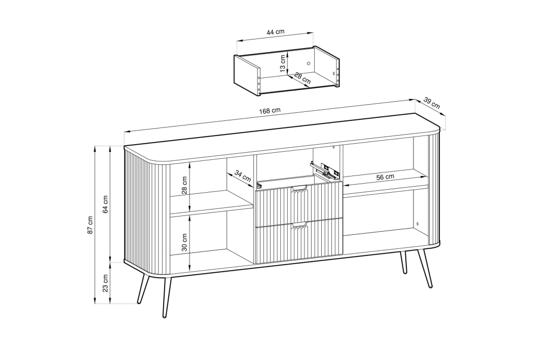 Buffet bas VELINA 2 portes et 3 tiroirs