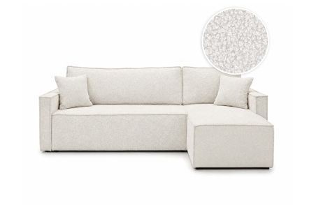 Canapé d'angle réversible convertible 4 places FARAH en tissu bouclette généreuse