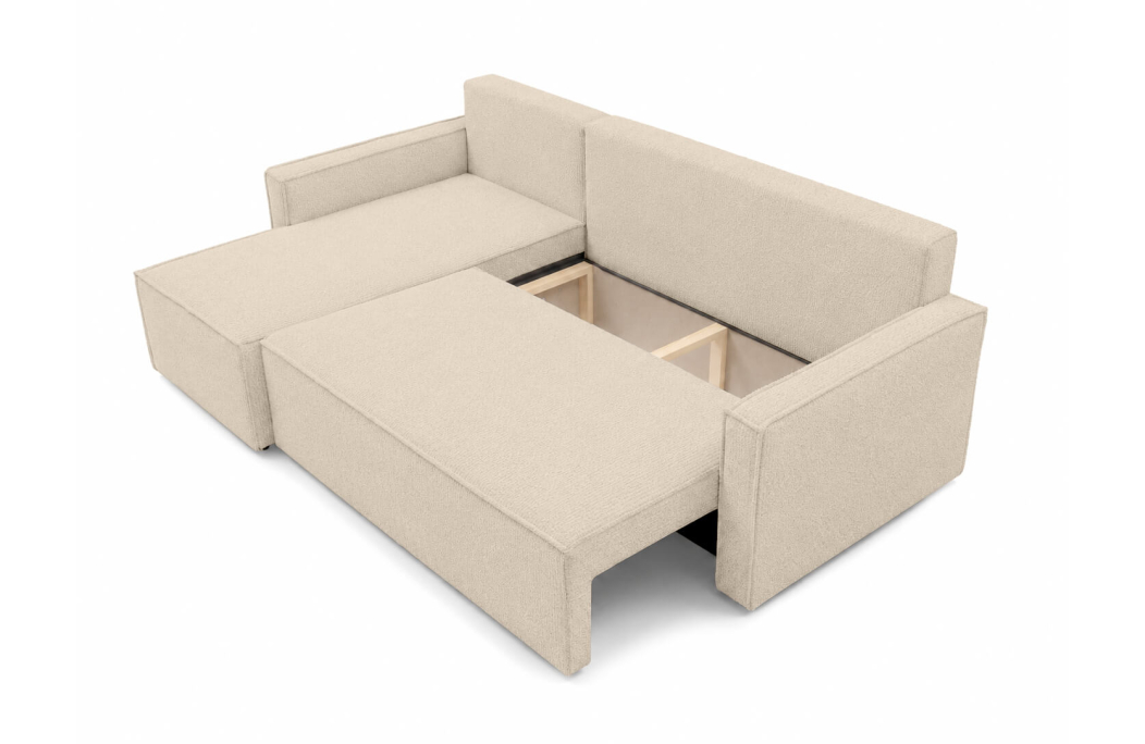 Canapé d'angle réversible convertible 4 places FARAH en tissu bouclette généreuse