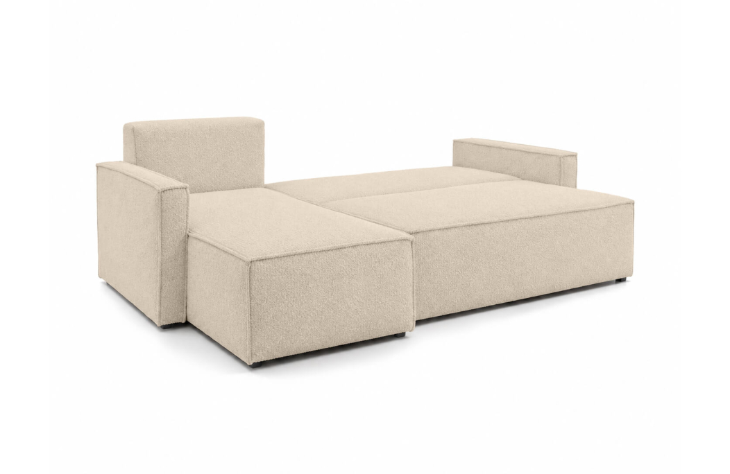 Canapé d'angle réversible convertible 4 places FARAH en tissu bouclette généreuse