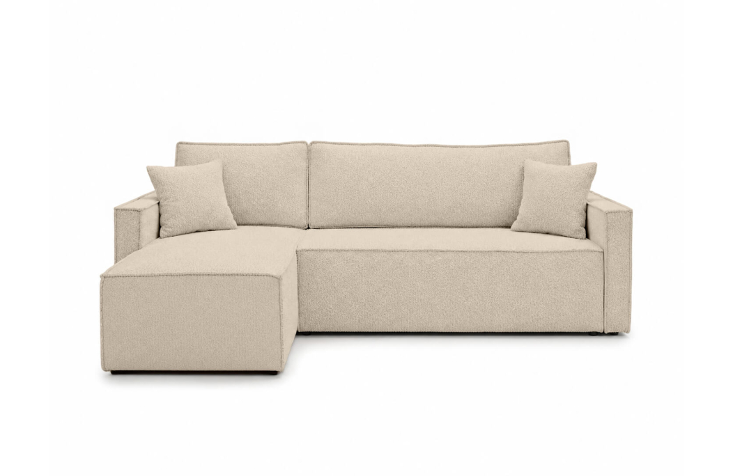 Canapé d'angle réversible convertible 4 places FARAH en tissu bouclette généreuse
