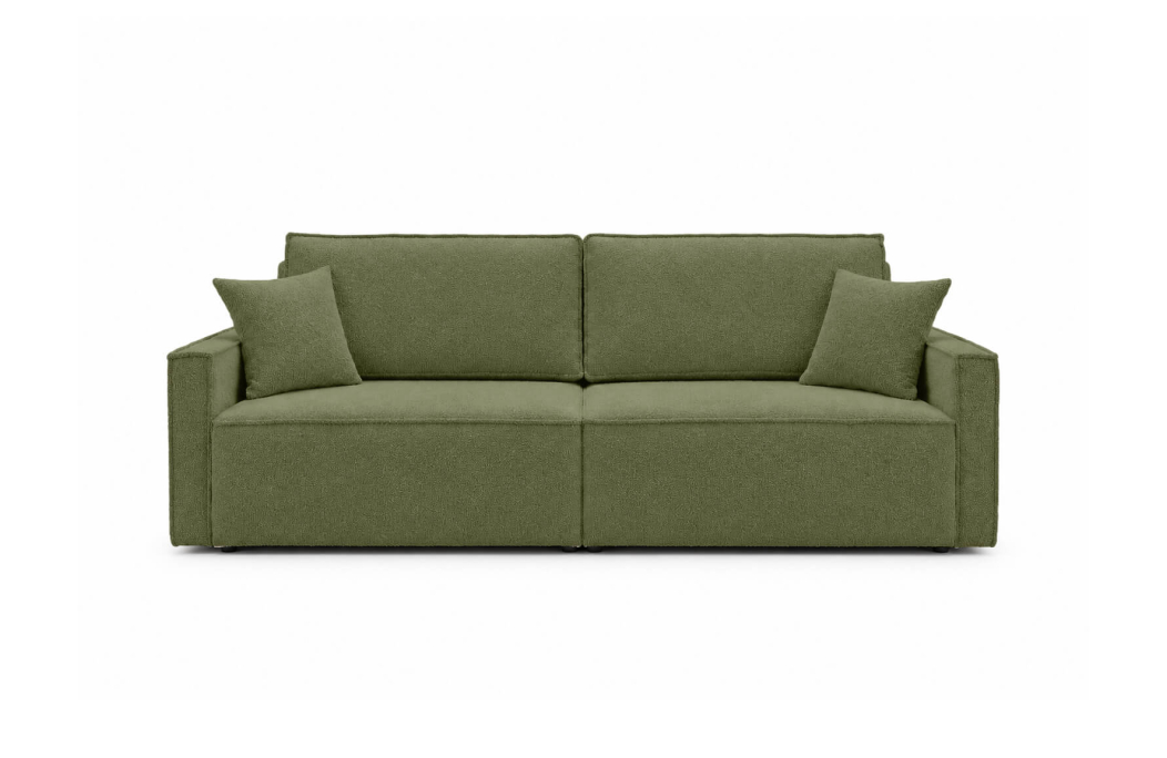 Canapé droit 3 places FARAH convertible avec coffre en tissu bouclette texturé
