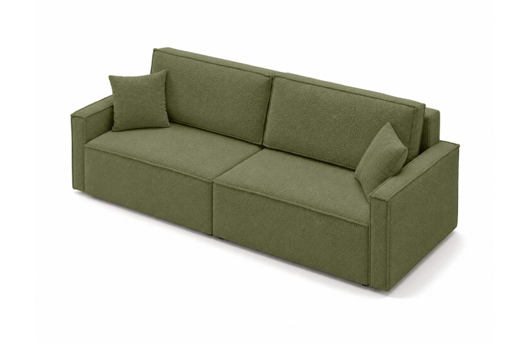 Canapé droit 3 places FARAH convertible avec coffre en tissu bouclette texturé