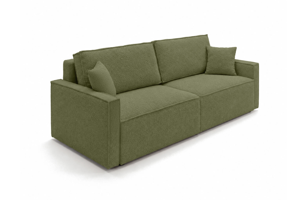 Canapé droit 3 places FARAH convertible avec coffre en tissu bouclette texturé
