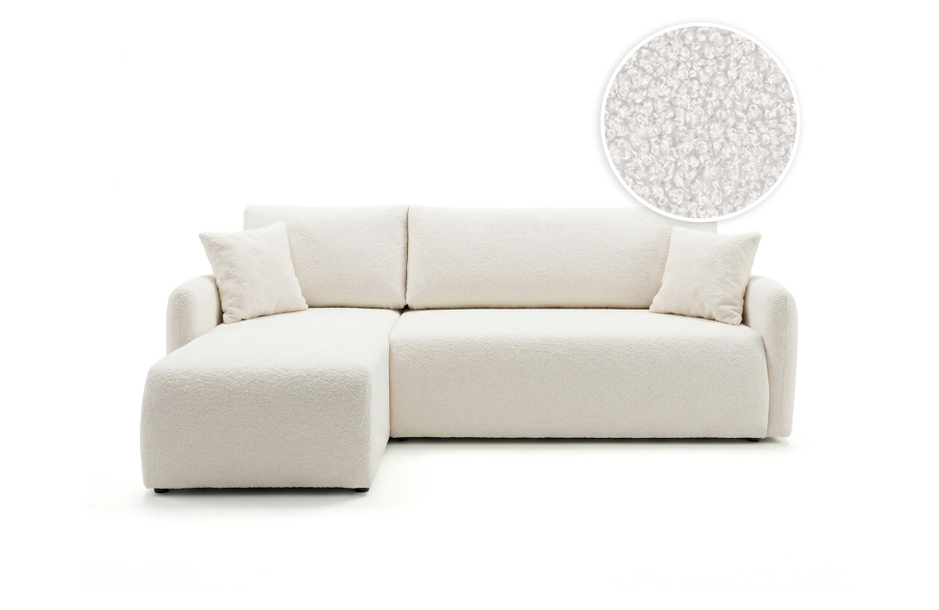 Canapé d’angle convertible réversible ALYA avec coffre en tissu bouclette