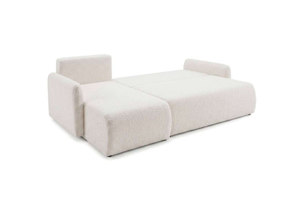 Canapé d’angle convertible réversible ALYA avec coffre en tissu bouclette
