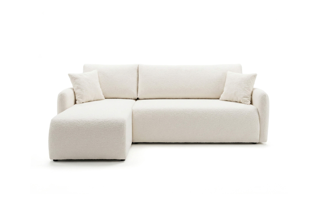 Canapé d’angle convertible réversible ALYA avec coffre en tissu bouclette