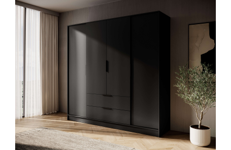 Armoire MIRAGE 4 portes 2 tiroirs avec penderie