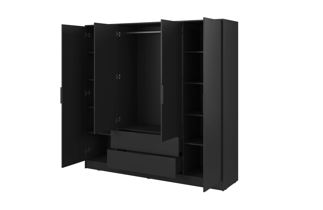 Armoire MIRAGE 4 portes 2 tiroirs avec penderie