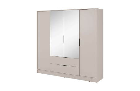 Armoire MIRAGE 4 portes dont 2 miroirs avec penderie