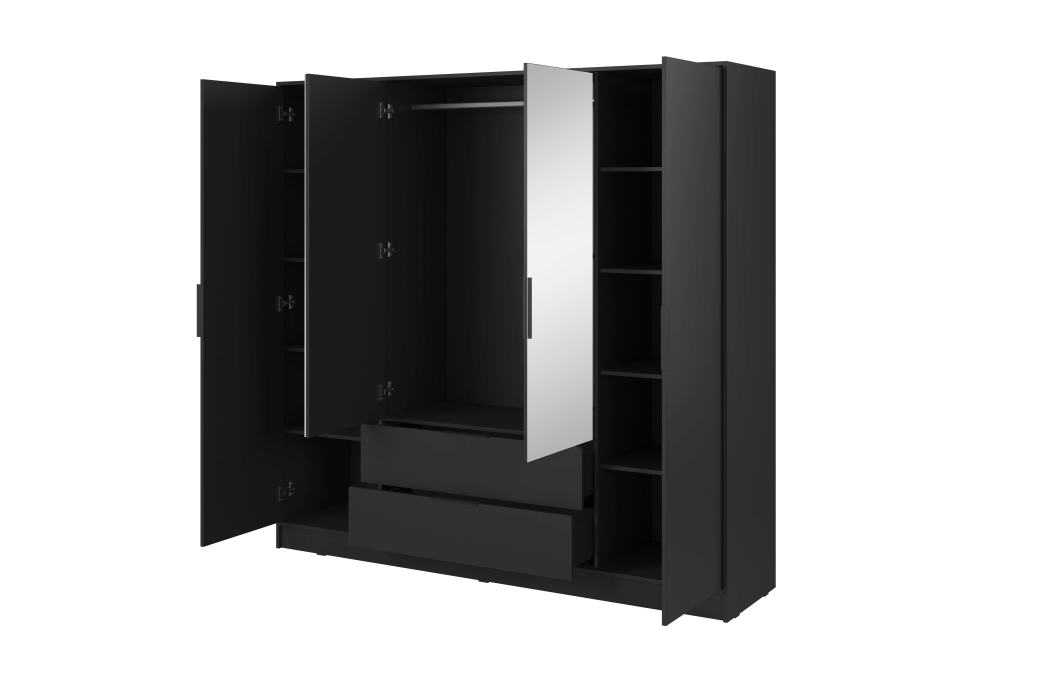 Armoire MIRAGE 4 portes dont 2 miroirs avec penderie