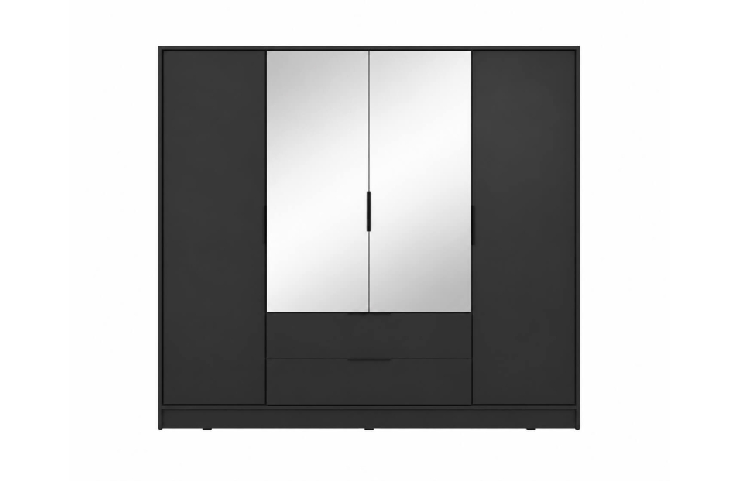 Armoire MIRAGE 4 portes dont 2 miroirs avec penderie