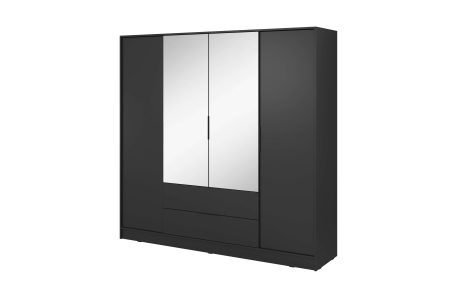 Armoire MIRAGE 4 portes dont 2 miroirs avec penderie