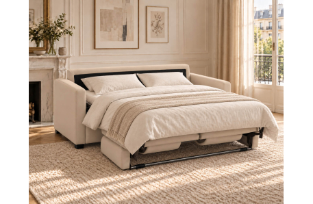 Canapé droit AGATHE CONFORT convertible 3 places couchage express en tissu