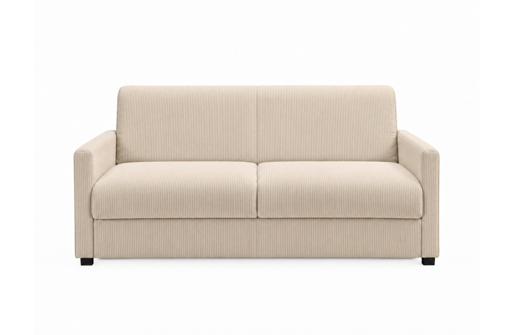 Canapé droit AGATHE CONFORT convertible 3 places couchage express en velours côtelé