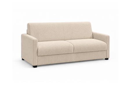 Canapé droit AGATHE CONFORT convertible 3 places couchage express en velours côtelé